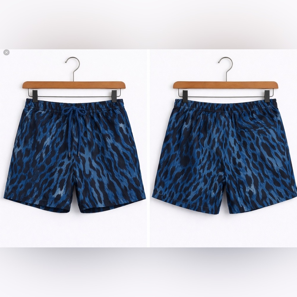 INC International Concepts Blue Animal Print Swim Trunks